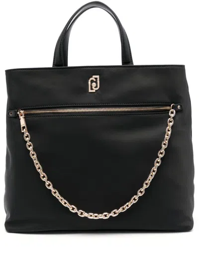 Liu •jo Liu Jo Structured Black Handbag With Gold Accents