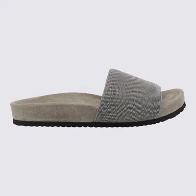 Brunello Cucinelli Monili Flat Pool Slide Sandals