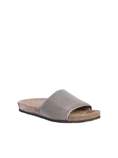 Brunello Cucinelli Monili Flat Pool Slide Sandals