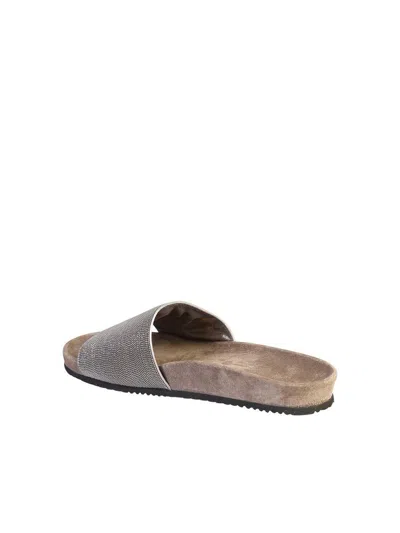 Brunello Cucinelli Monili Flat Pool Slide Sandals