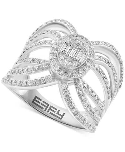 Effy Collection Effy Diamond Round & Baguette Openwork Statement Ring (3/4 Ct. T.w.) In 14k White Gold