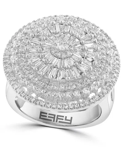 Effy Collection Effy Diamond Round & Baguette Sunburst Cluster Statement Ring (1-1/2 Ct. T.w.) In 14k White Gold