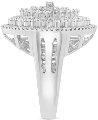 Effy Collection Effy Diamond Round & Baguette Sunburst Cluster Statement Ring (1-1/2 Ct. T.w.) In 14k White Gold