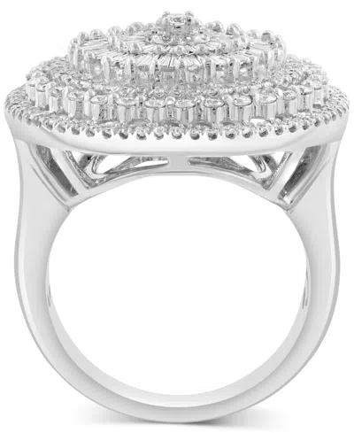 Effy Collection Effy Diamond Round & Baguette Sunburst Cluster Statement Ring (1-1/2 Ct. T.w.) In 14k White Gold