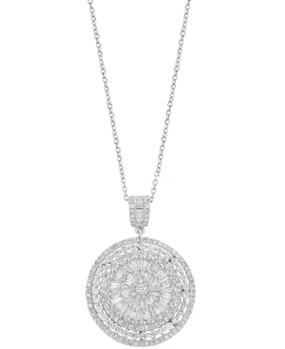 Effy Collection Effy Diamond Round & Baguette Sunburst Cluster 18" Pendant Necklace (1-1/2 Ct. T.w.) In 14k White Go