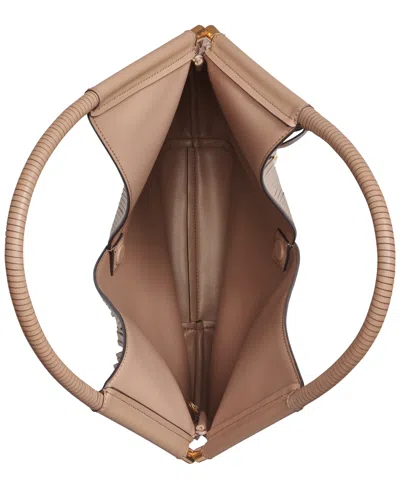 Donna Karan Baldwin Large Laser-cut Shoulder With Leather Wrapped Rounded Handle In Brown