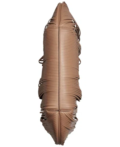 Donna Karan Baldwin Large Laser-cut Shoulder With Leather Wrapped Rounded Handle In Brown