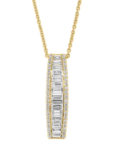 Effy Collection Effy Lab Grown Diamond Round & Baguette Linear Drop Pendant Necklace (1-3/8 Ct. T.w.) In 14k Gold, 1