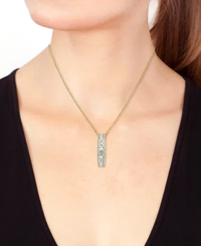 Effy Collection Effy Lab Grown Diamond Round & Baguette Linear Drop Pendant Necklace (1-3/8 Ct. T.w.) In 14k Gold, 1