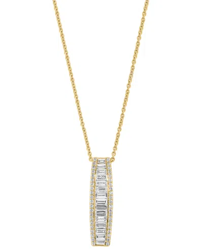 Effy Collection Effy Lab Grown Diamond Round & Baguette Linear Drop Pendant Necklace (1-3/8 Ct. T.w.) In 14k Gold, 1