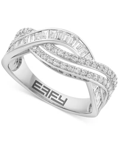 Effy Collection Effy Diamond Round & Baguette Curved Crossover Ring (5/8 Ct. T.w.) In 14k White Gold
