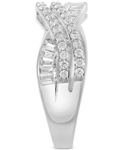 Effy Collection Effy Diamond Round & Baguette Curved Crossover Ring (5/8 Ct. T.w.) In 14k White Gold