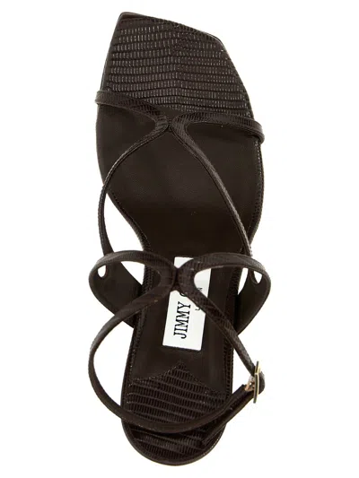 Jimmy Choo Azie 85 Leather Sandals In Coffee In Brown