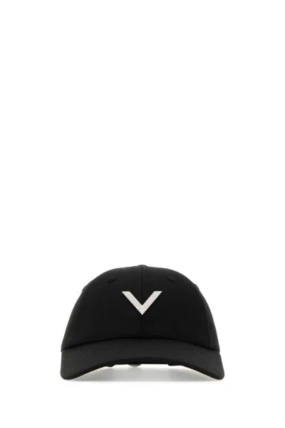 Valentino Garavani Women Black Stretch Cotton Baseball Cap