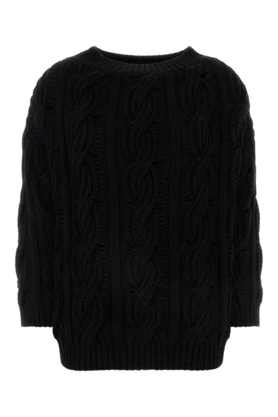 Valentino Off-shoulder Cable Wool Sweater