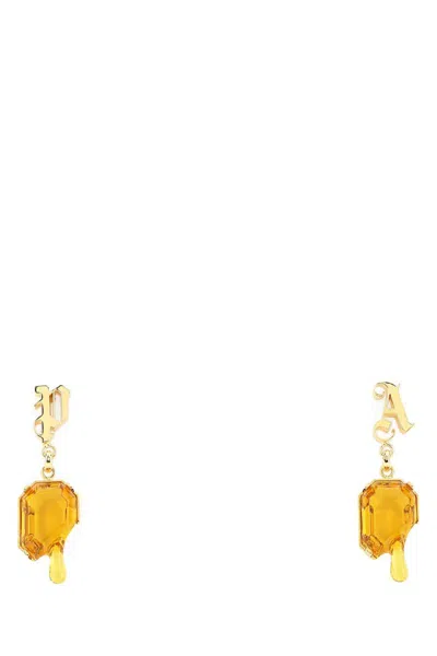 Palm Angels Melting Stones Lettering Earrings In Gold