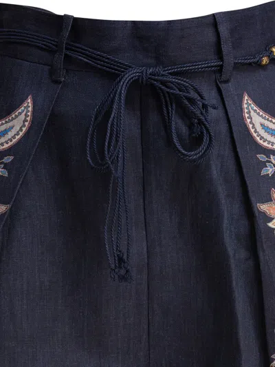 Zimmermann Womens Navy Multi Paisley Rhiannon Floral Linen Shorts Xs