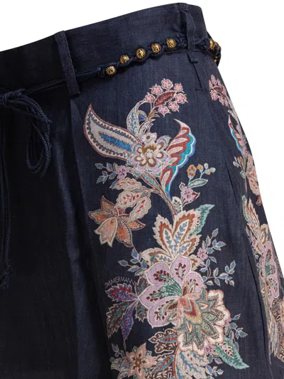Zimmermann Womens Navy Multi Paisley Rhiannon Floral Linen Shorts Xs