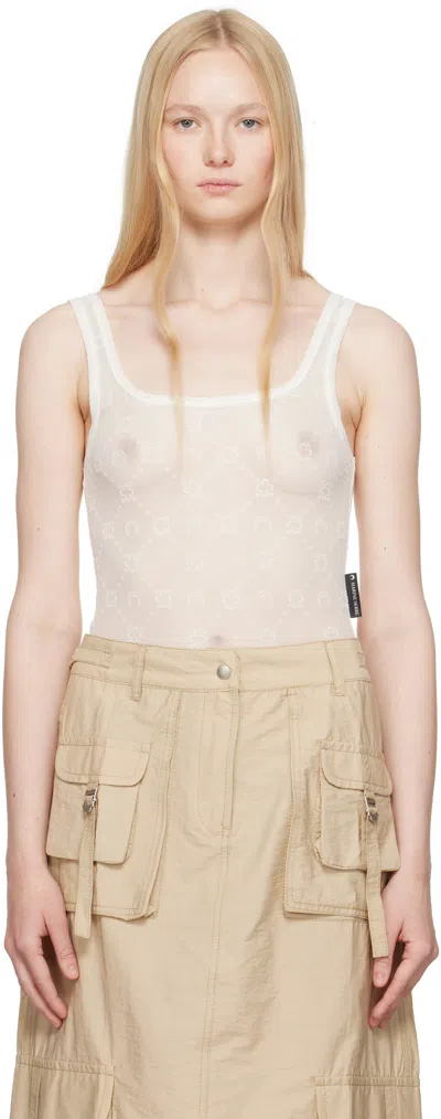 Marine Serre White Recycled Mesh Flock Bodysuit