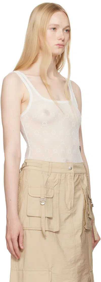 Marine Serre White Recycled Mesh Flock Bodysuit