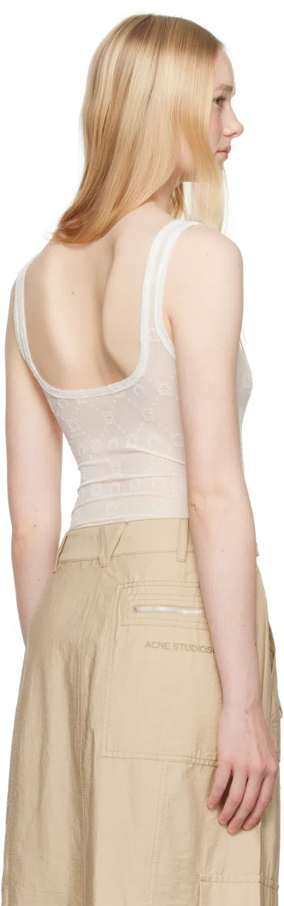 Marine Serre White Recycled Mesh Flock Bodysuit