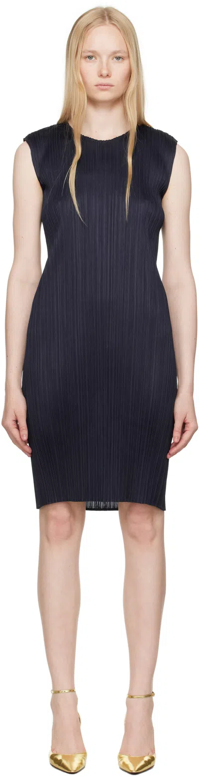 Issey Miyake Navy June New Colorful Basics 4 Midi Dress