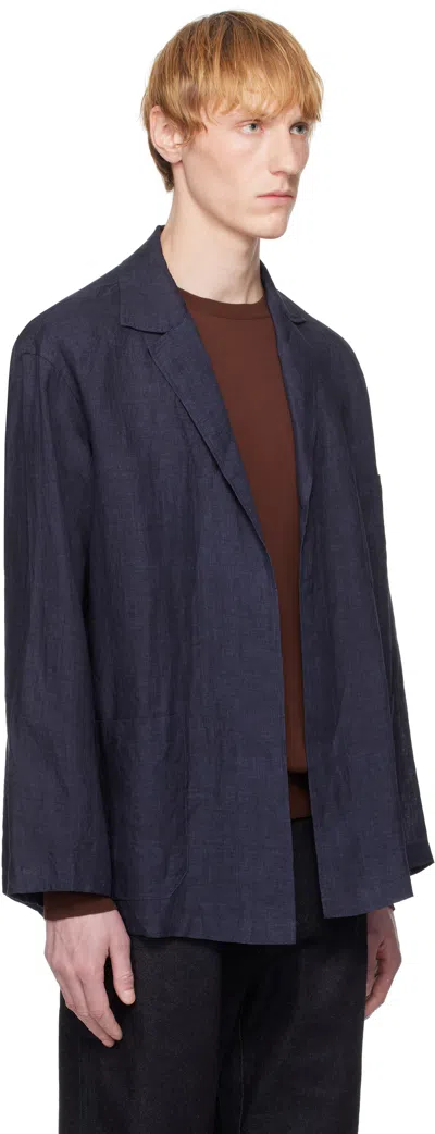 Ylève Navy Linen Blazer