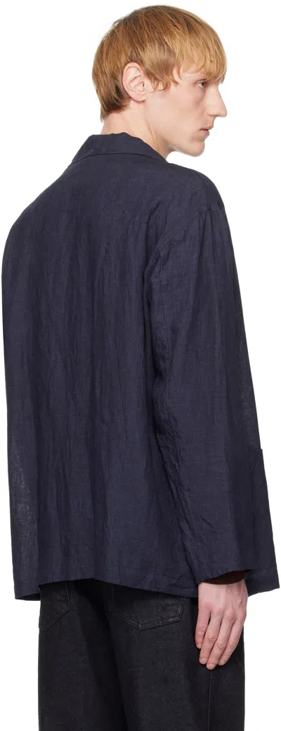 Ylève Navy Linen Blazer