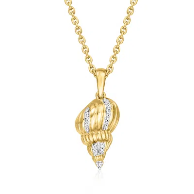 Ross-simons Diamond Spiral Seashell Pendant Necklace In 18kt Gold Over Sterling