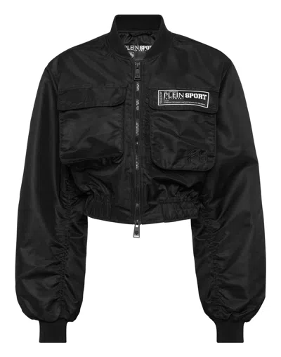 Plein Sport Cropped Bomber Jacket Ls With Cargo Pockets
