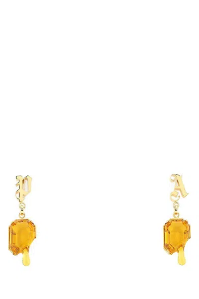 Palm Angels Melting Stones Lettering Earrings In Gold