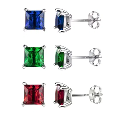 Donatello Gian 3 Pack Sterling Silver Princess Cut Studs