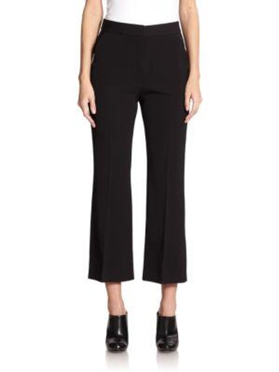 Shop Stella Mccartney Eden Cropped & Flared Wool Trousers In Black