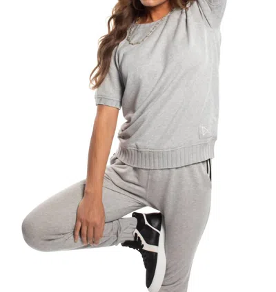 On This Day Short Sleeve French Terry Sweatshirt In Light Grey Heather
