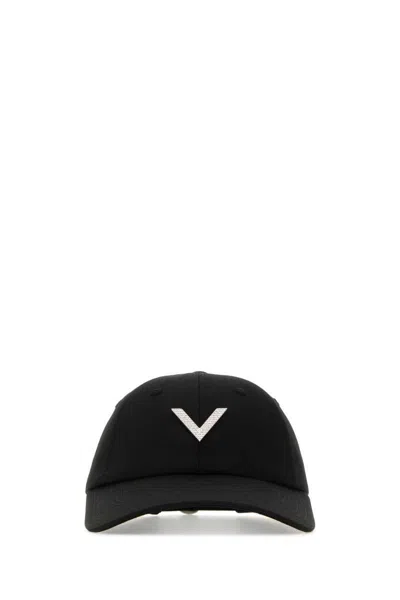 Valentino Garavani Women Black Stretch Cotton Baseball Cap