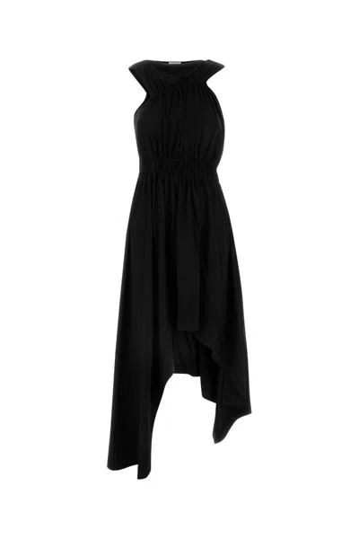 Alexander Mcqueen Gathered Asymmetric Cotton Jersey Midi Dress