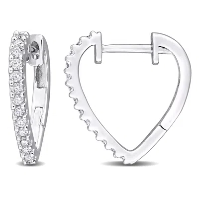 Mimi & Max 1/3ct Dew Created Moissanite Heart Hoop Earrings In Sterling Silver