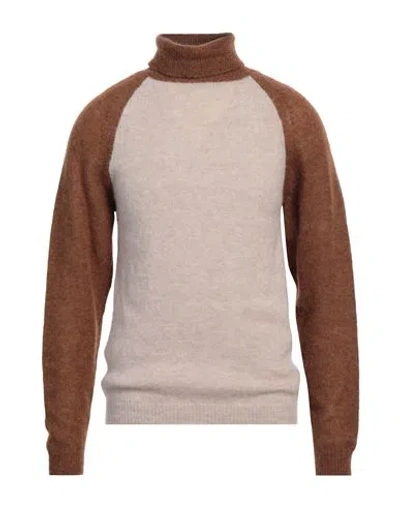 Sun House Man Turtleneck Taupe Size Xl Alpaca Wool, Polyamide, Wool