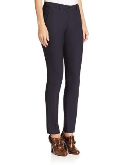 Shop Michael Kors Samantha Stretch-wool Skinny Pants In Navy