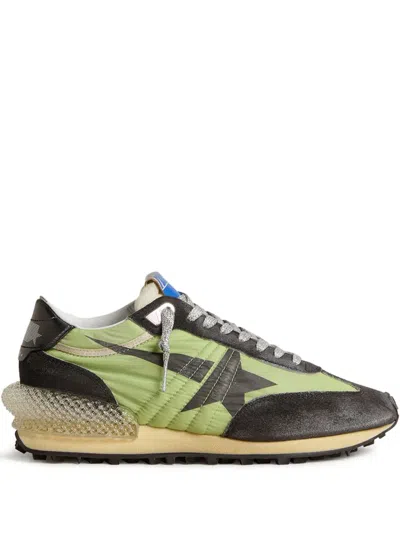 Golden Goose Womens Marathon With Green Nylon Upper And Black Star In Green