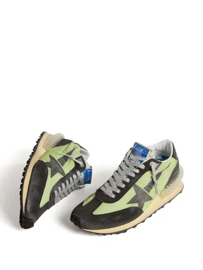 Golden Goose Womens Marathon With Green Nylon Upper And Black Star In Green