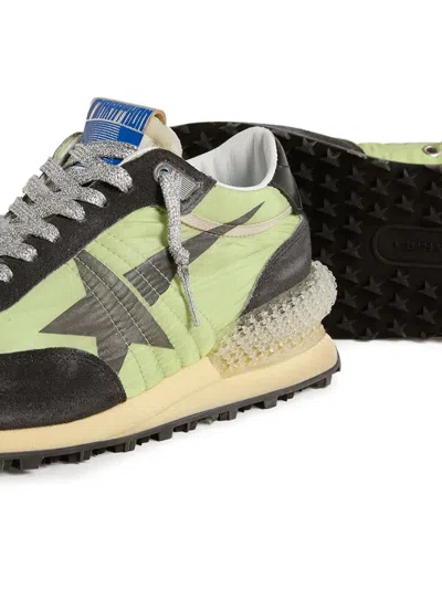 Golden Goose Womens Marathon With Green Nylon Upper And Black Star In Green