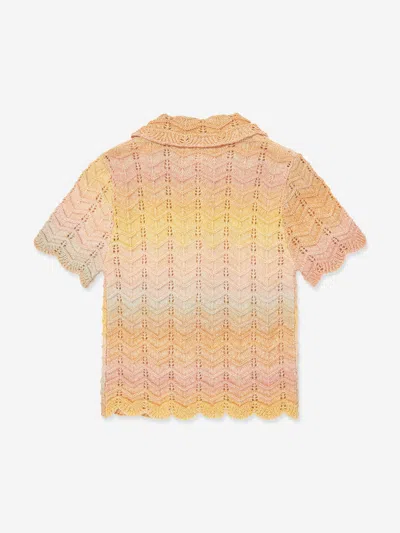 Zimmermann Girls Tallow Chevron Knit Polo Top