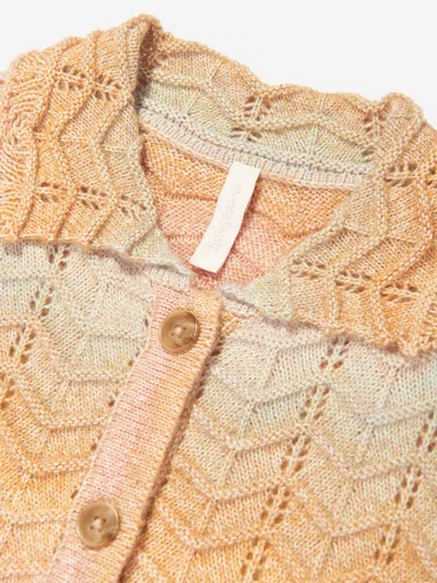 Zimmermann Girls Tallow Chevron Knit Polo Top