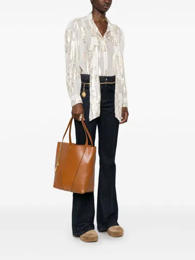 Chloé Womens Clay Brown Spin Medium Leather Tote Bag