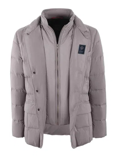 Fay Wool Down Jacket In Neutral