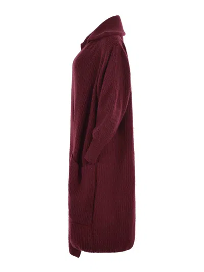 Solotre Wool Cardigan In Burgundy