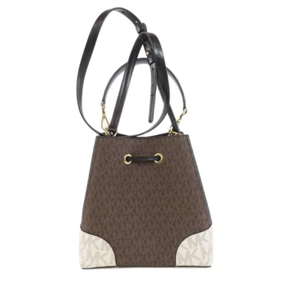 Pre-owned Michael Kors Black Brown White Pvc Handbag Shoulder Bag ()