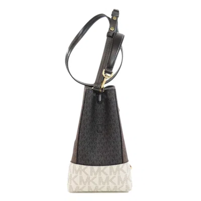 Pre-owned Michael Kors Black Brown White Pvc Handbag Shoulder Bag ()