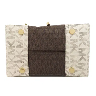Pre-owned Michael Kors Black Brown White Pvc Handbag Shoulder Bag ()